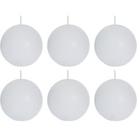 6x Witte rustieke bolkaarsen 8 cm 24 branduren