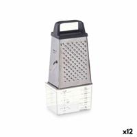 Rasp met container Kinvara Transparant Zilverkleurig Roestvrij staal Polypropyleen polyestyreen 9 x 6,7 x 20,5 cm (12 Stuks)