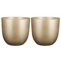 Set van 2x stuks bloempotten goud keramiek voor kamerplant H28.5 x D31 cm