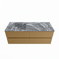MONDIAZ VICA-DLUX 130cm badmeubel onderkast Oro 4 lades. Inbouw wastafel CLOUD links 1 kraangat, kleur Lava.