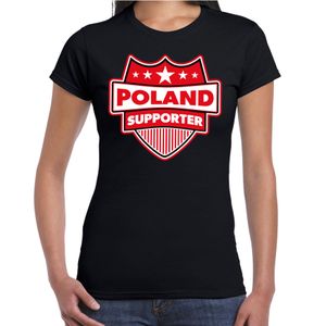 Polen / Poland schild supporter t-shirt zwart voor dames