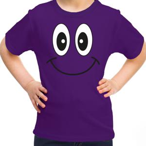 Verkleed t-shirt voor kinderen/meisje - smiley - paars - feestkleding