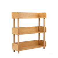 Opbergrek met 3/4/5 Planken Grenen Boekenkast met Open Planken en 3 Verhoogde Leuningen-3-laags