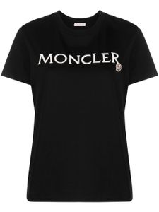 Moncler t-shirt en coton à logo brodé - Noir