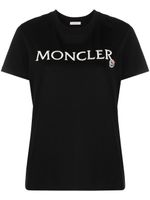 Moncler t-shirt en coton à logo brodé - Noir