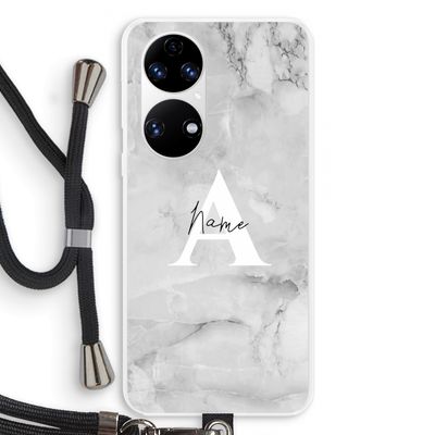 Ivory Marble: Huawei P50 Transparant Hoesje met koord