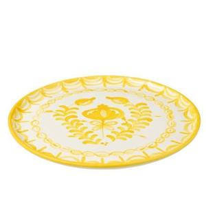 J-Line Plate Granada Ceramic White|Yellow