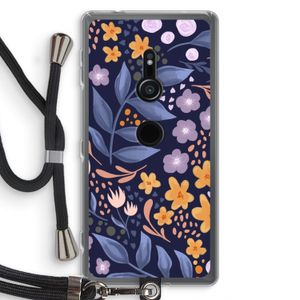 Flowers with blue leaves: Sony Xperia XZ2 Transparant Hoesje met koord