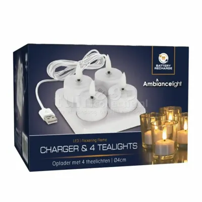 Waxinelichtjes Oplaadbaar LED Startset 4st