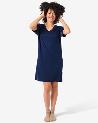 HEMA Damesnachthemd viscose donkerblauw (donkerblauw)