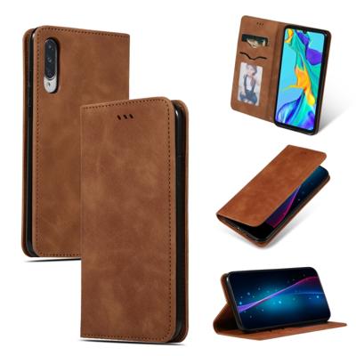 Retro huid feel Business magnetische horizontale Flip lederen case voor Huawei P30 (bruin)