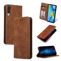 Retro huid feel Business magnetische horizontale Flip lederen case voor Huawei P30 (bruin)