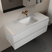 MONDIAZ AIVY 120cm badmeubel Talc, wastafel Talc solid surface midden zonder kraangat met spiegelkast (AI-351621TALC-NO - AI-M120TAMI - AI-C120TAMI)