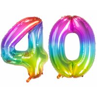 Grote folie ballonnen cijfer 40 in het glimmend multi-kleuren 86 cm