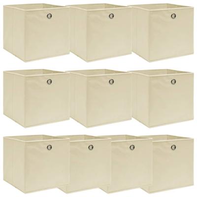 Opbergboxen 10 st 32x32x32 cm stof crèmekleurig