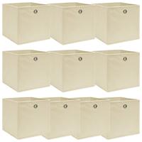 Opbergboxen 10 st 32x32x32 cm stof crèmekleurig