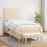 Boxspring met matras stof crèmekleurig 90x200 cm