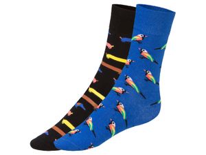 2 paar sokken (39-42, Zwart/blauw patroon)