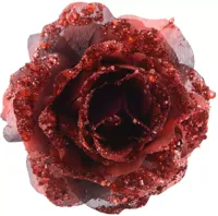 Everlands kunstbloem roos op clip 14cm ossenbloed Everlands kunstbloem roos op clip 14cm ossenbloed
