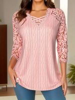 Casual Loose Lace Jersey Shirt - thumbnail