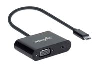 Manhattan USB 2.0 Adapter [1x USB-C stekker - 1x USB-C bus (Power Delivery), VGA-bus] 153430 20 cm Stekker past op beide manieren, Met laadbus - thumbnail