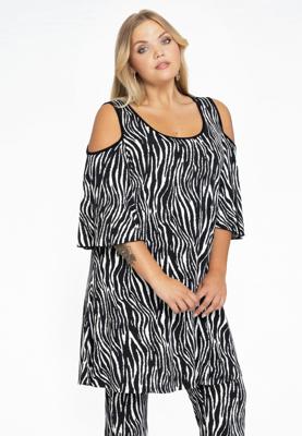 Yoek Tuniek cold shoulder | Zwart | Maat 46/48