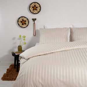 Dekbed Discounter Satin Stripes - Taupe 1-persoons (140 x 200/220 cm + 1 kussensloop) Dekbedovertrek