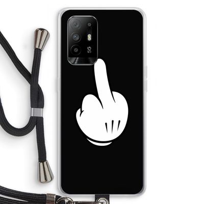 Middle finger black: Oppo A94 5G Transparant Hoesje met koord