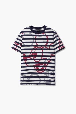 Gestreept T-shirt en Mickey - WHITE - M Gestreept T-shirt en Mickey - WHITE - M