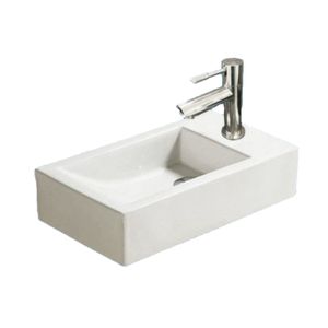 Fonteinset Sanilux Qubic Keramiek 45x25x12cm met 1/2" Yara kraan Chroom (Kraangat Rechts)