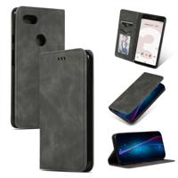 Retro huid voelen Business magnetische horizontale Flip lederen case voor Google pixel 3 (donkergrijs)