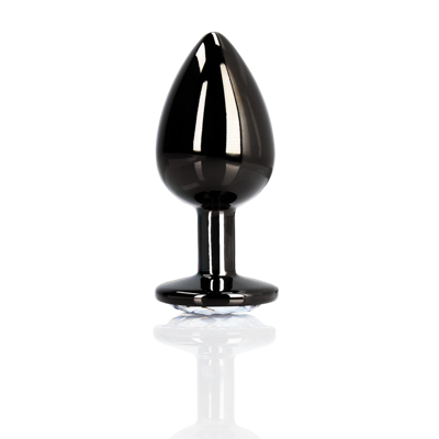 Ouch! by Shots Ronde Edelsteen Butt Plug - Groot - Gunmetal/Diamant