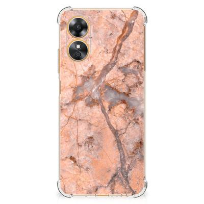 OPPO A17 Anti-Shock Hoesje Marmer Oranje