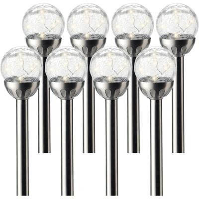 Lumineo LED steker bol Navi - 8x - solar - 30 cm - RVS - tuinverlichting tuinsteker - Tuinlampen