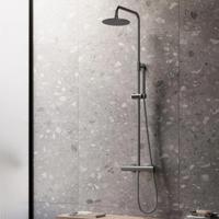 Regendouche set SaniClear Iron | Opbouw | 30 cm | Thermostaatkraan | 2-weg | Rond | Verouderd ijzer - Gunmetal