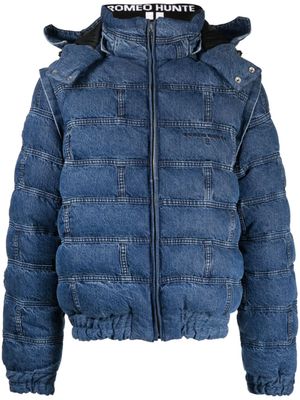 ROMEO HUNTE doudoune courte en jean à rayures - Bleu
