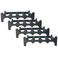 Wijnrek/flessenrek - 4x - stapelbaar - zwart - kunststof - 4 flessen per laag - 41 x 22 x 11.5 cm
