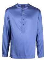 TOM FORD collarless satin-finish pajama shirt - Bleu