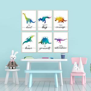 Affiches - Dinosaurus / Inspirerende woorden / set van 6