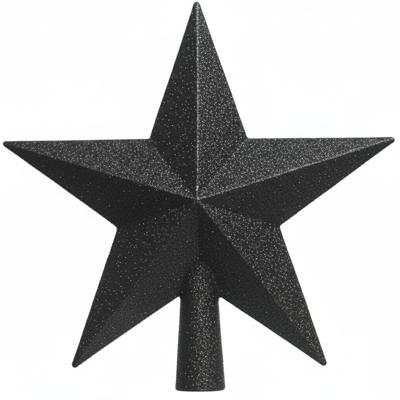 Kerstboom ster piek - zwart - glitter - 19 cm - kunststof - kerstpiek Kerstboom ster piek - zwart - glitter - 19 cm - kunststof - kerstpiek