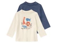 lupilu 2 baby shirts (74/80, Blauw/crème patroon) - thumbnail