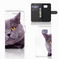 Samsung Galaxy S6 Edge Telefoonhoesje met Pasjes Kat - thumbnail