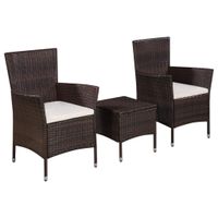 3-delige Bistroset poly rattan bruin - thumbnail