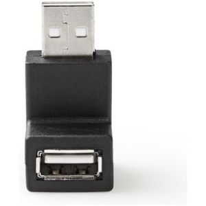 USB-A Adapter | USB 2.0 | USB-A Male | USB-A Female | 480 Mbps | Rond | Vernikkeld | PVC | Zwart | D