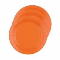 Feest gebaksbordjes - oranje - 10x - karton - 17 cm - rond - kartonnen feestbordjes