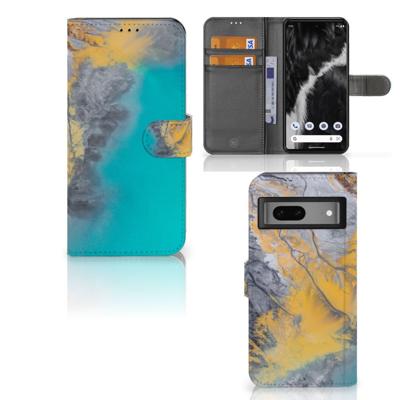 Google Pixel 7 | Bookcase | Marble Blue Gold