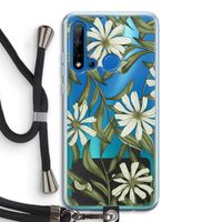 Wit bloemenpatroon: Huawei P20 Lite (2019) Transparant Hoesje met koord