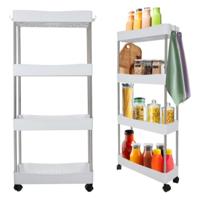 Benson Keuken - 2x - badkamer trolley 4 laags - 12 x 37 x 91 cm - wit - met wielen