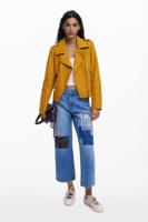 Bikerjack met leerlook - YELLOW - L