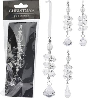 Hangdeco diamants 3x2x15 cm 3as kerstversiering - Nampook
